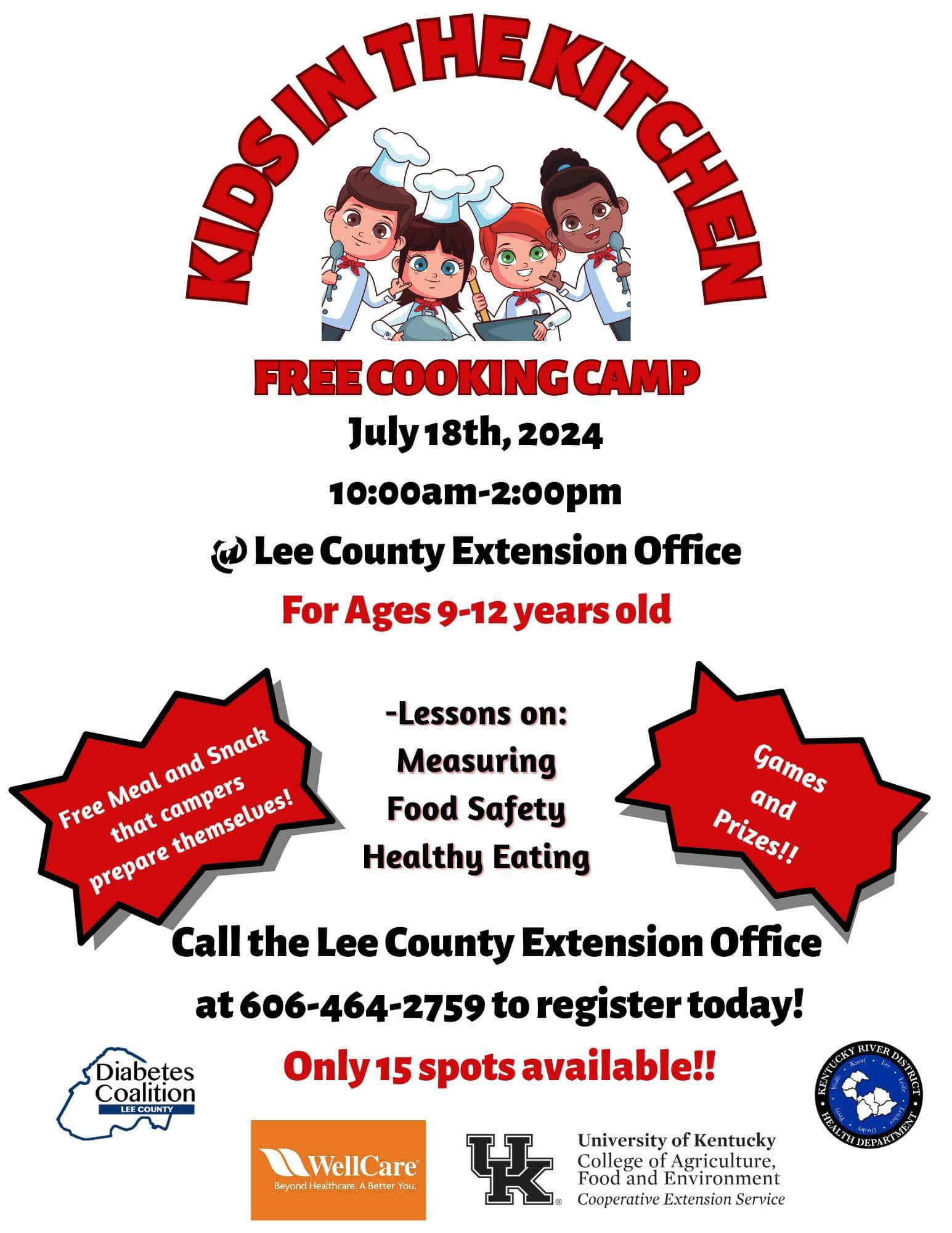 "Free Cooking Camp" Ages 9 - 12 Years
